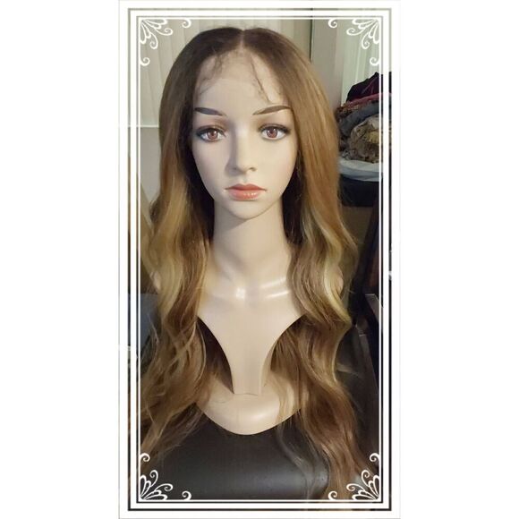 NWT~Long "Happy Instead" Lace Front Multi Fiber Wig~Brown & Blonde Money Pieces - Picture 1 of 8